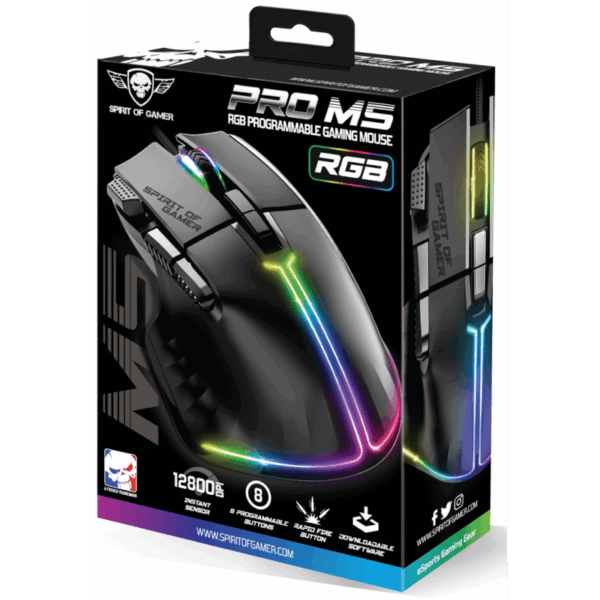 SOG SOURIS PRO-M5 RGB 12.800DPI-8 BOUTONS