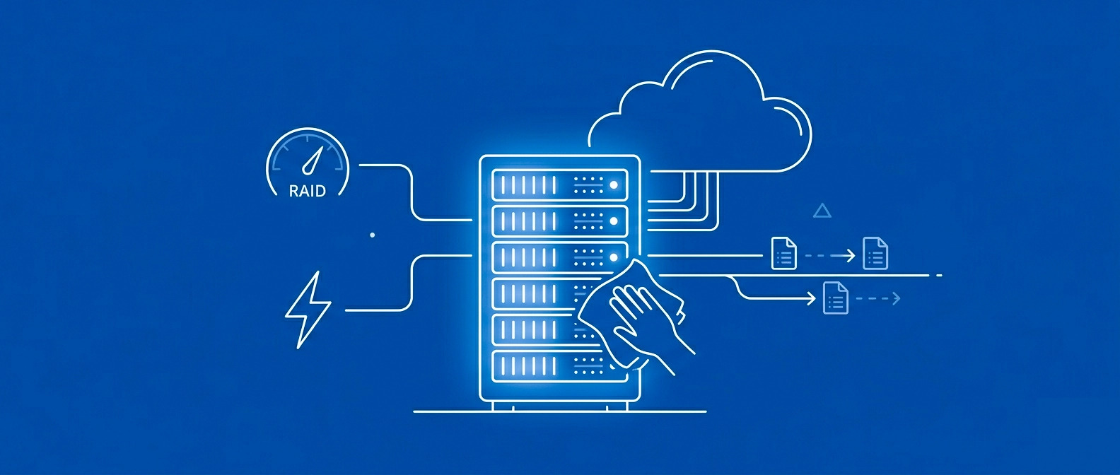 Gestion de serveurs et stockage RAID : monitoring infrastructure IT, vérification sauvegardes et entretien baie informatique.