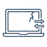 Un écran d'ordinateur portable allumé affichant une image, avec deux flèches indiquant son remplacement.