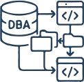Icône de maintenance applicative et d'administration de bases de données.