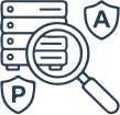 Icône de tests d'intrusion périodiques et audits de vulnérabilité de sécurité.