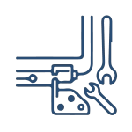 Une vue rapprochée de la charnière d'un ordinateur portable, avec un tournevis et une clé pour l'ajustement.