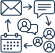 Icône de déploiement, support et gestion de Microsoft 365 et Google Workspace.