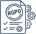 Icône de mise en conformité RGPD et de gestion des accès sécurisés.