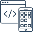 Icône de conception, maintenance et évolution de sites web et applications mobiles.