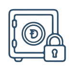 Icône de coffre-fort sécurisé avec un cadenas, représentant les banques et institutions financières.
