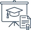 Icône de programmes de formation professionnelle en cybersécurité et outils collaboratifs.