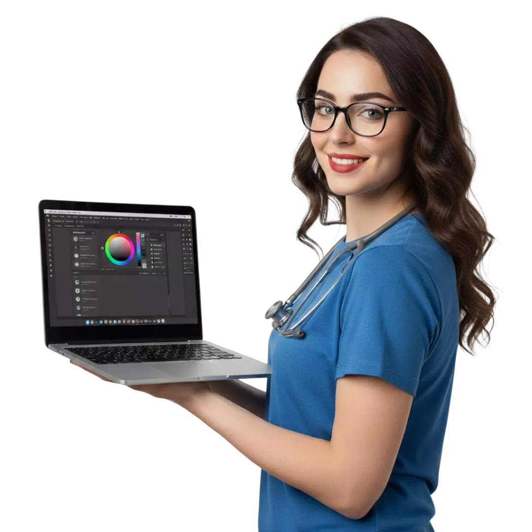 Experte informatique tunisienne présentant un ordinateur portable pour un service de maintenance.