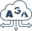 Icône d'hébergement, de migration et d'optimisation de coûts cloud.