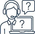 Icône d'assistance technique réactive et support client multiniveaux.