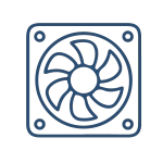 Un ventilateur d'ordinateur portable simple et propre, indiquant un nettoyage ou un remplacement.