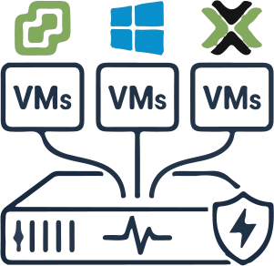 Icône d'un serveur hébergeant des machines virtuelles (VM) protégées.