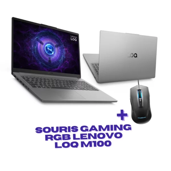 PC Portable Gamer Lenovo LOQ 15IAX9E | i5-12450HX | RTX 2050 4G | 16 Go DDR5 | 512 Go SSD | Windows 11 | Gris